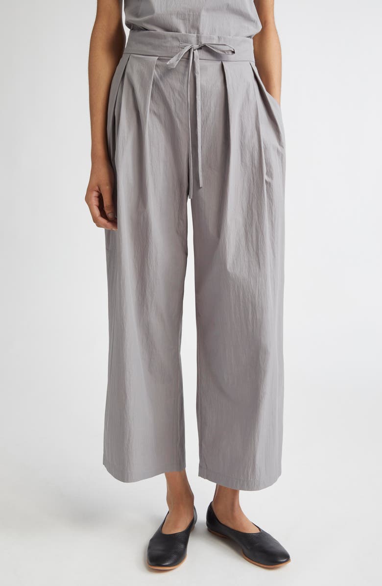 Lafayette 148 New York Dean Tie Waist Ankle Wide Leg Pants, Main, color, Titanium