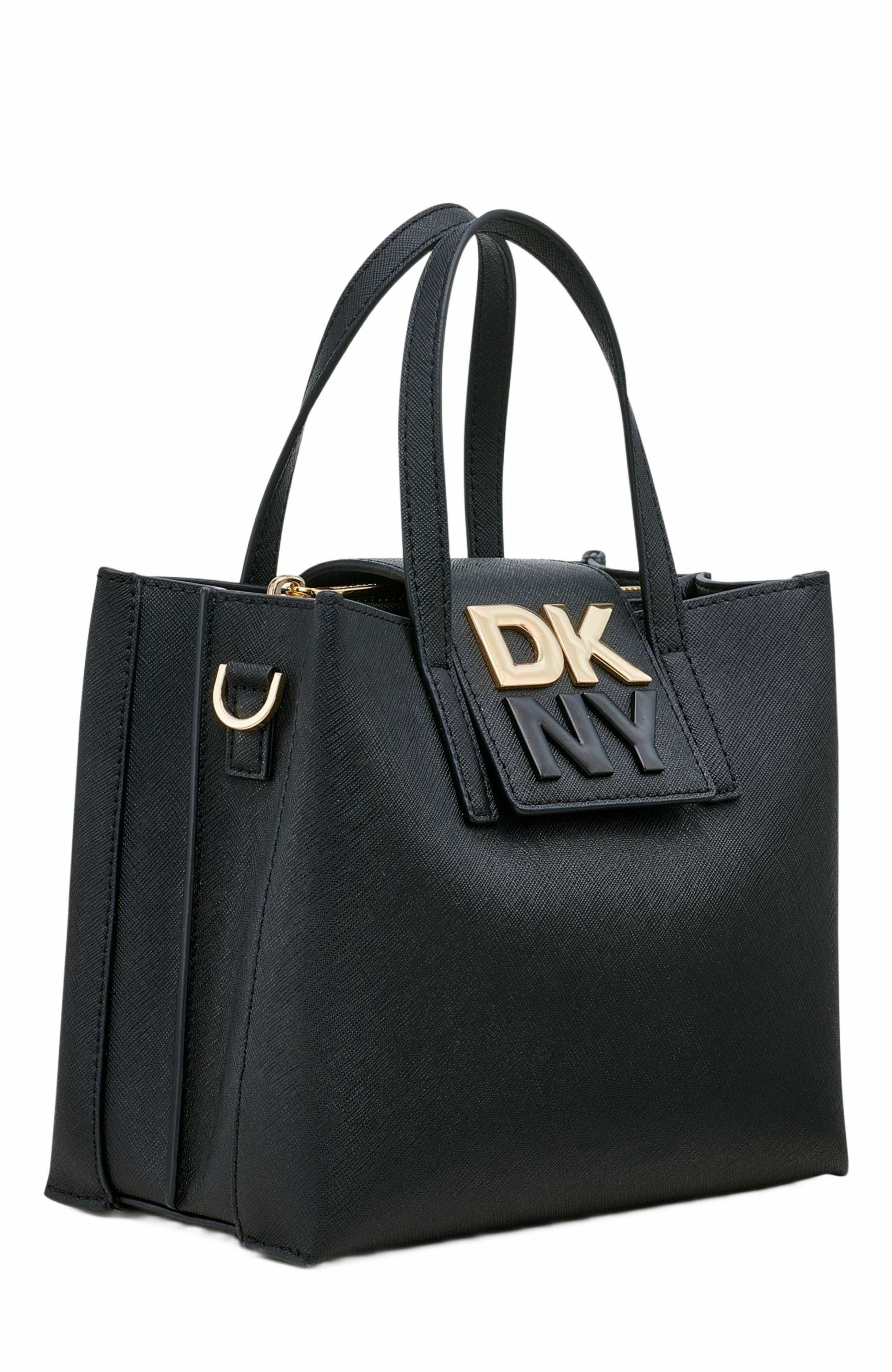 DKNY Faye Small Satchel, Alternate, color, Blk/Gold