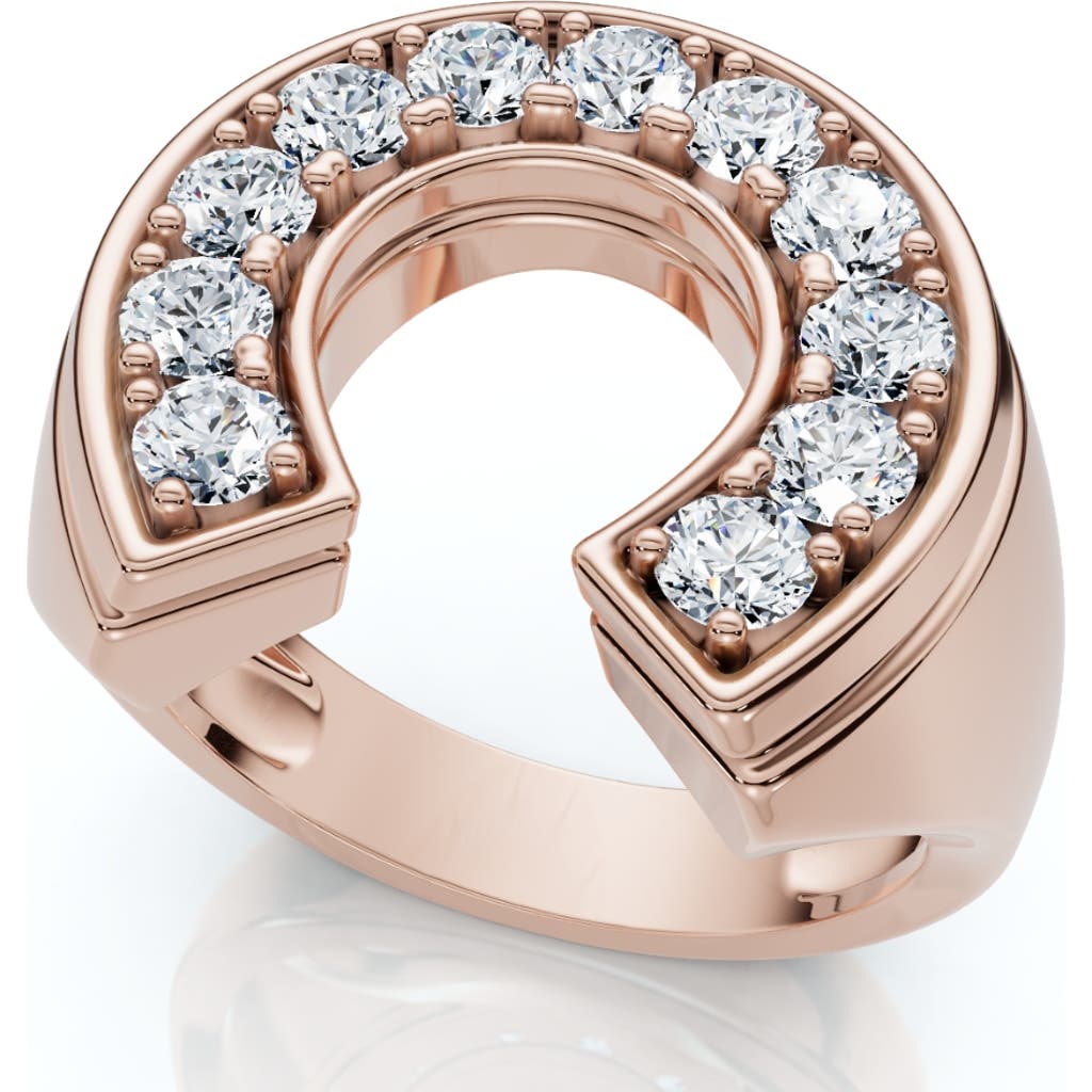 Bliss Diamond 3/4ct Diamond Horseshoe Lucky Pinky Ring Gold Lab Grown In Gold