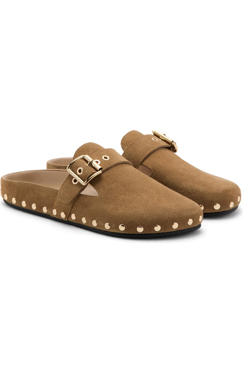 MANGO Studded Leather Mule, Main, color, Sand