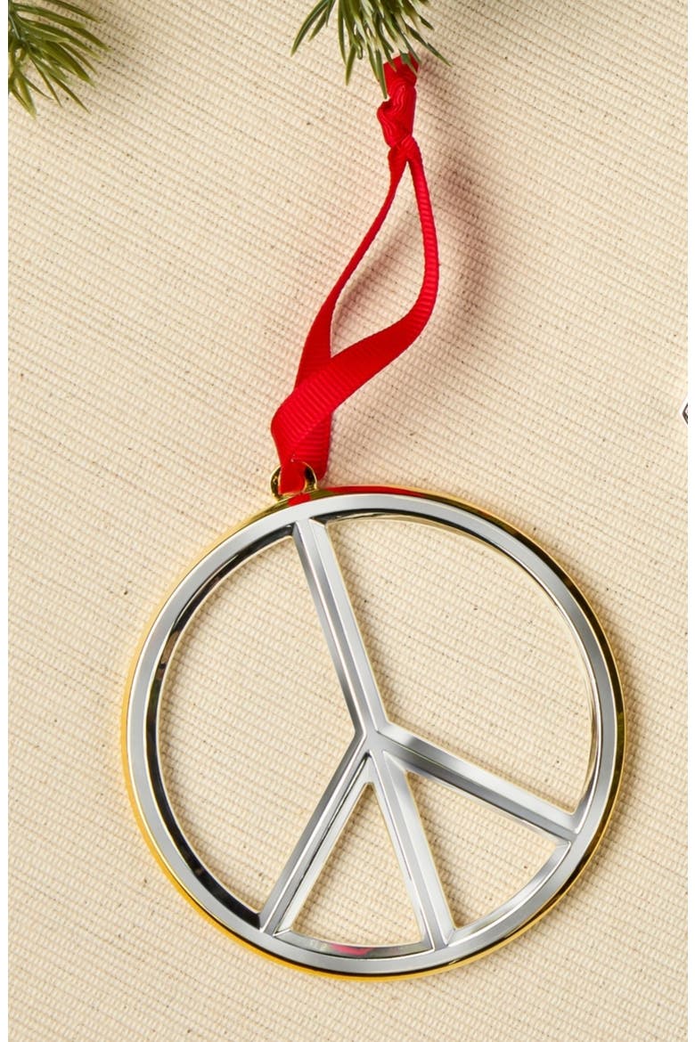 Peace Sign Ornament, Alternate, color, SILVER