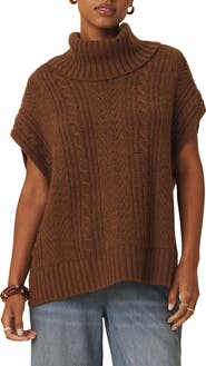 Splendid Rosalina Cable Stitch Short Sleeve Turtleneck Sweater
