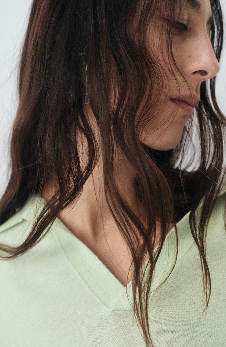 MANGO Selection Johnny Collar Wool Sweater, Alternate, color, Aqua Green