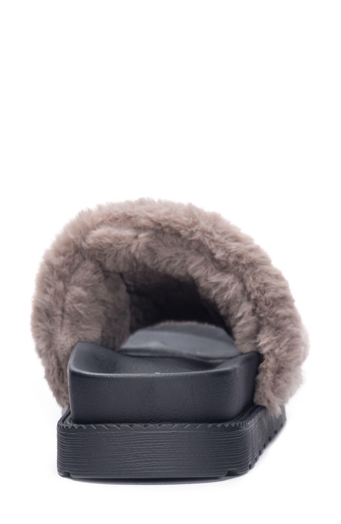 Treat Faux Fur Slide Slipper, Alternate, color, TAUPE FAUX FUR