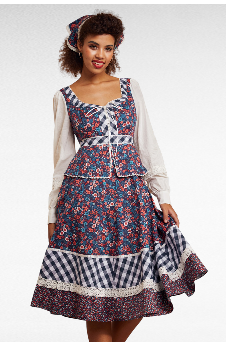 ModCloth Camille Corset Midi Dress, ModCloth x Gunne Sax, Main, color, Circe's Crown