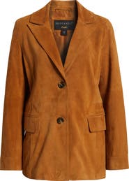 Bernardo Single Breasted Suede Blazer
