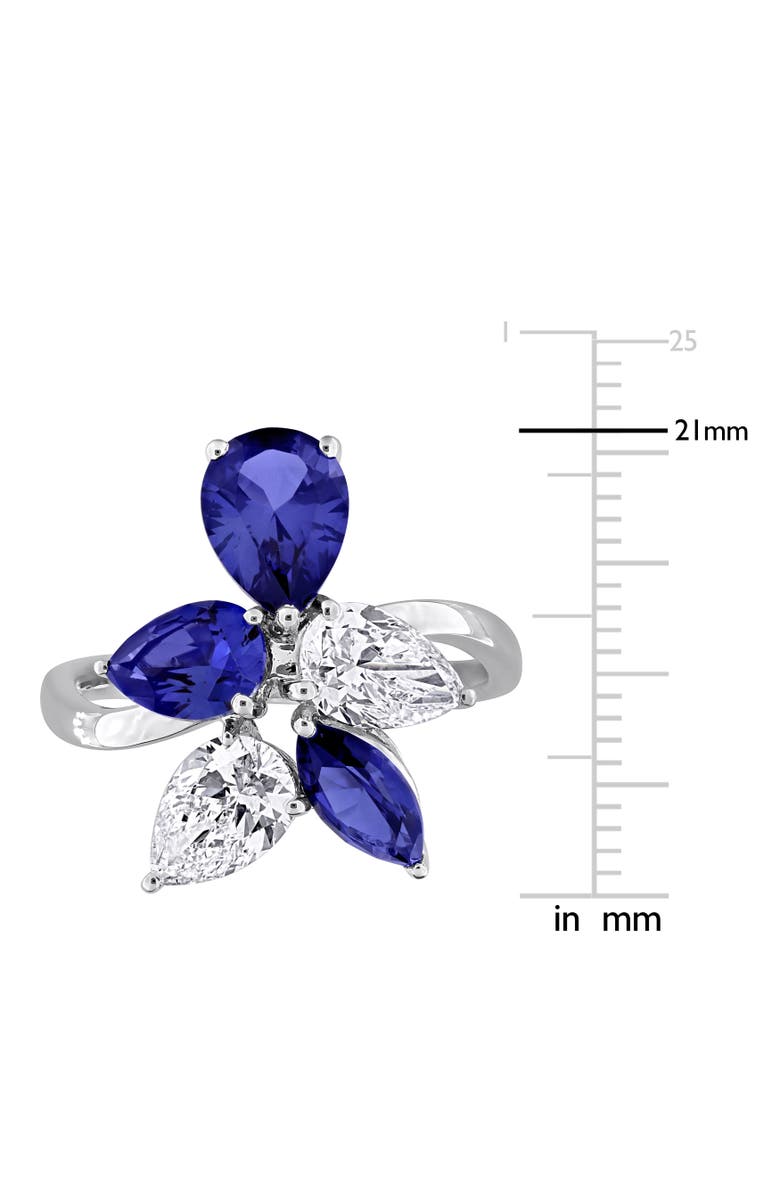 Julianna B. Lab-Created Sapphire & Diamond Cluster Ring 18k, Alternate, color, Sapphire