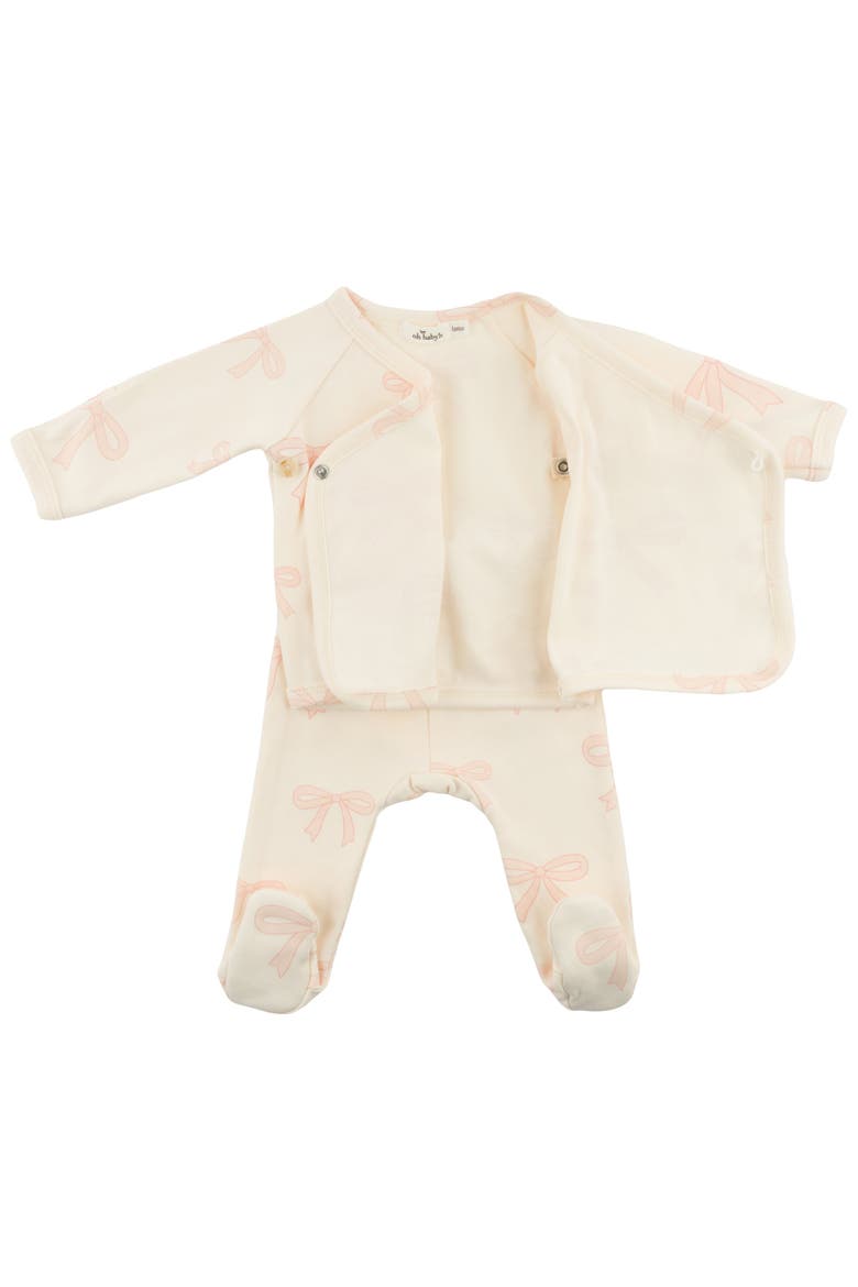 Big Bows Pink Wrap Top Set, Alternate, color, Milk