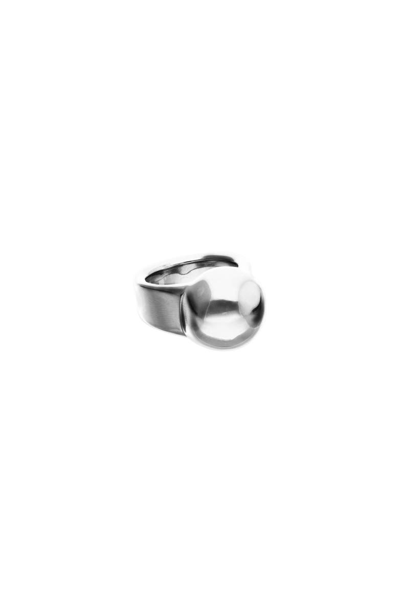 Sterling silver plated ring in the shape of a sphere, Alternate, color, Silver