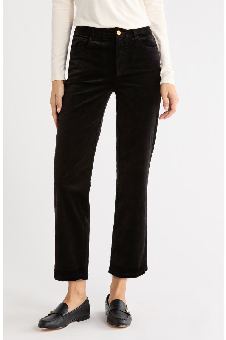 Mason Velvet Ankle Straight Leg Jeans, Main, color, BLACK OVERDYE