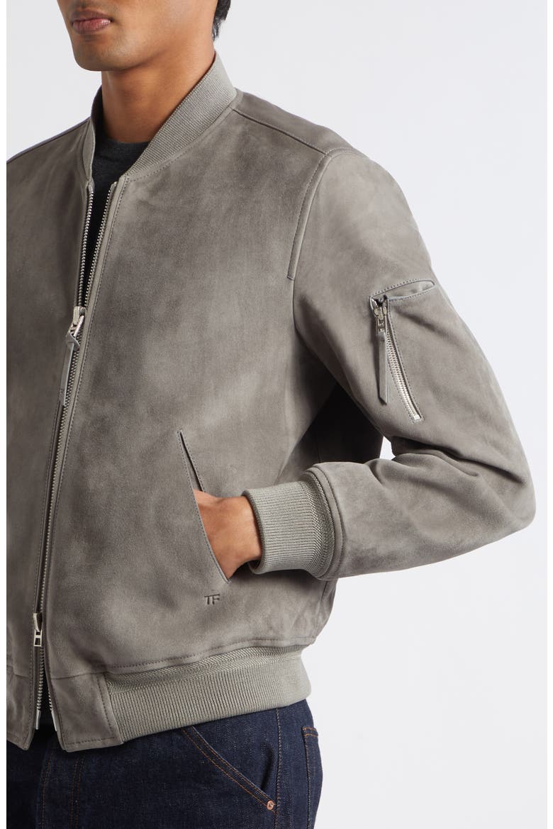 Suede Bomber Jacket, Alternate, color, TCR TITANIUM