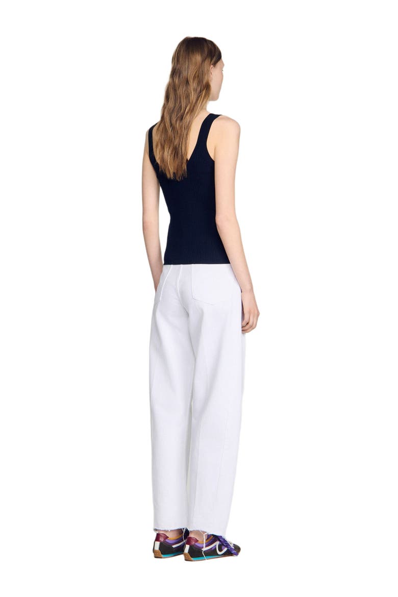 Contrast button vest top, Alternate, color, Navy blue