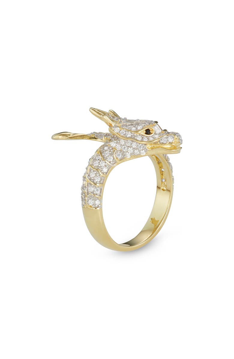FZN 14K Gold Plate Sterling Silver CZ Dragon Ring, Alternate, color, Yellow