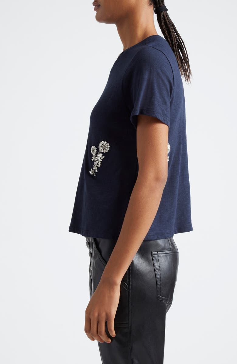 Cinq à Sept Crystal Chrysanthemum Shrunken T-Shirt, Alternate, color, 