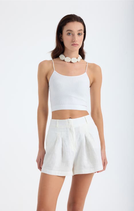Reve 100% Linen Relaxed Fit High-Waist Shorts