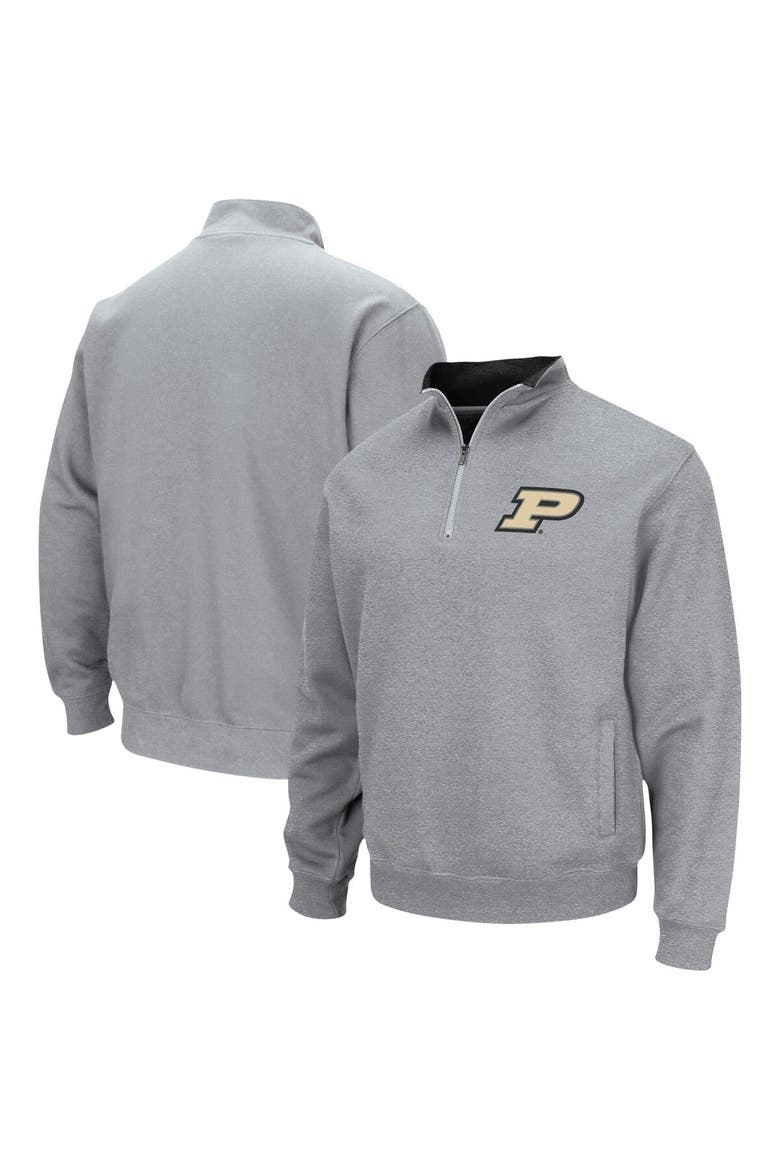 Men's Colosseum Heathered Gray Purdue Boilermakers Tortugas Team Logo Quarter-Zip Jacket, Main, color, Heather Gray