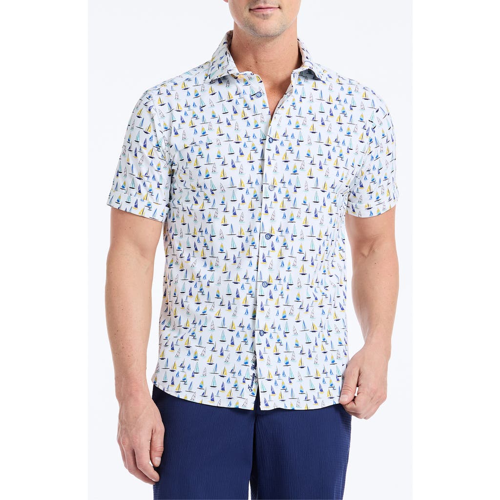 Robert Graham Transpacific Knit Short Sleeve Button-up Shirt