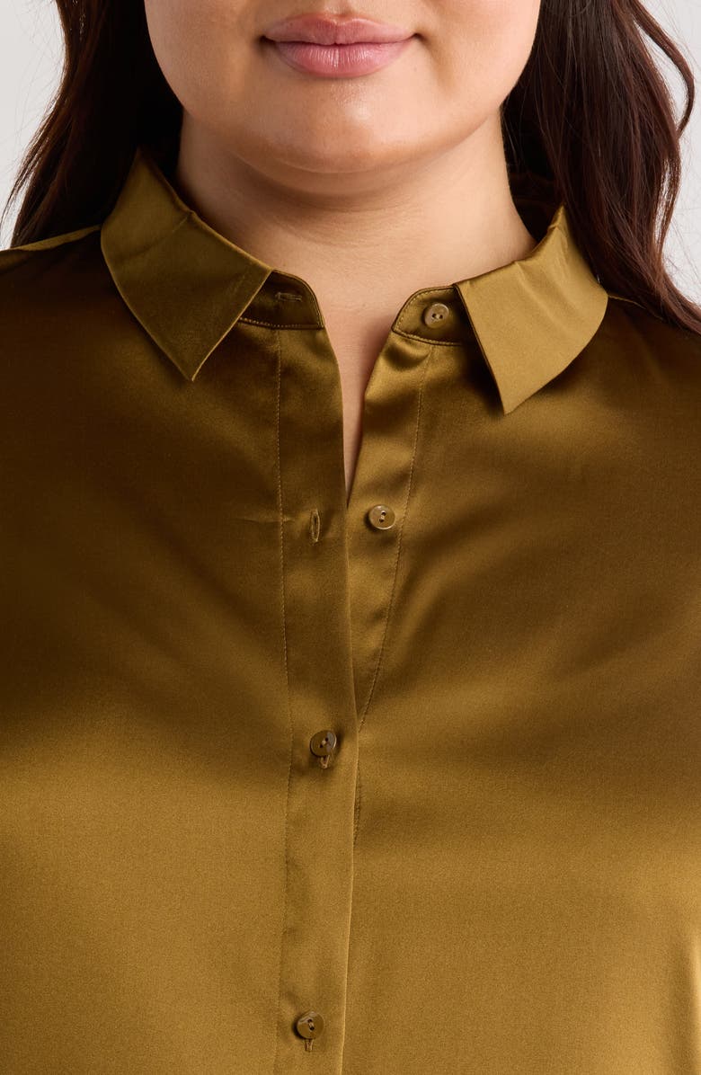 Eileen Fisher Classic Collar Stretch Silk Button-Up Shirt, Alternate, color,