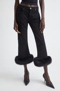 Balenciaga Faux Fur Trim Crop Flare Jeans