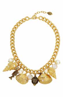 Kurt Geiger London Faux Pearl & Shell Charm Necklace