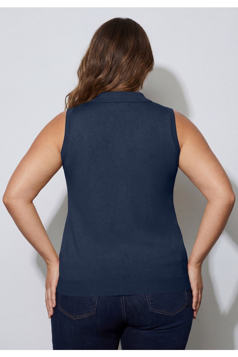 Sleeveless Pullover Polo Sweater, Alternate, color, NAVY