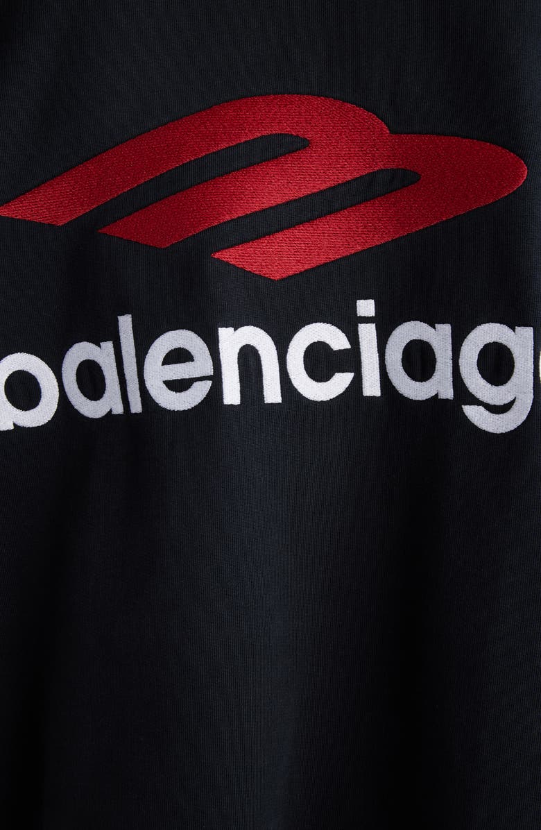 Balenciaga Double Front Oversize Embroidered Graphic Crewneck Sweatshirt, Alternate, color,