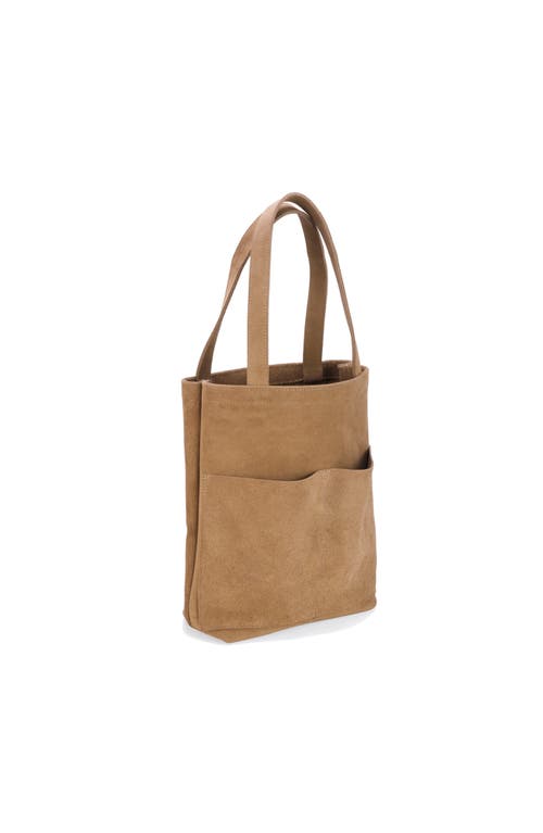 Ezra Arthur Brooklyn Nubuck Suede Leather Tote Bag In Sand