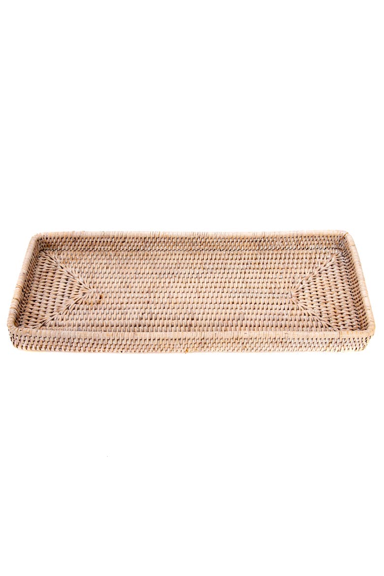 Artifacts Rattan Rectangular Vanity Tray, Alternate, color, White Wash