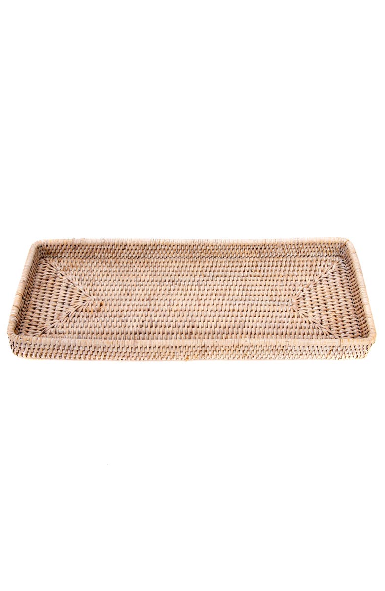 Artifacts Trading Company<sup>™</sup> Artifacts Rattan Rectangular Vanity Tray, Alternate, color, White Wash
