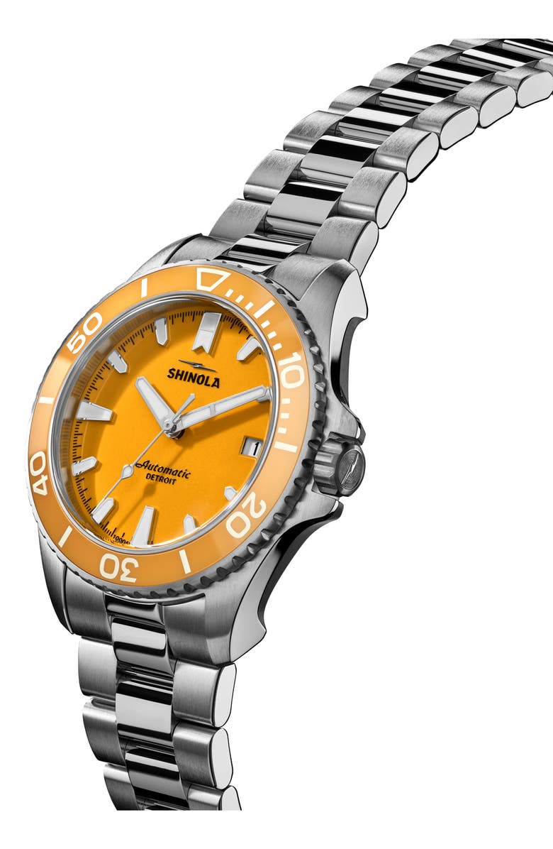 Shinola Monster Lake Huron Automatic Dive Bracelet Watch, 39mm, Alternate, color, Sun Lake