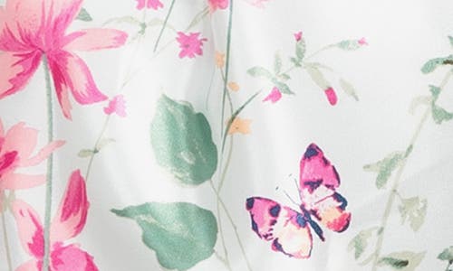 In Bloom By Jonquil Satin Floral Border Wrap Robe In Pale Sage