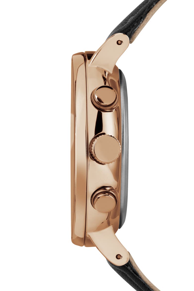 Fairfiled Leather Strap Watch, 41mm, Alternate, color, BLACK/ ROSE GOLD