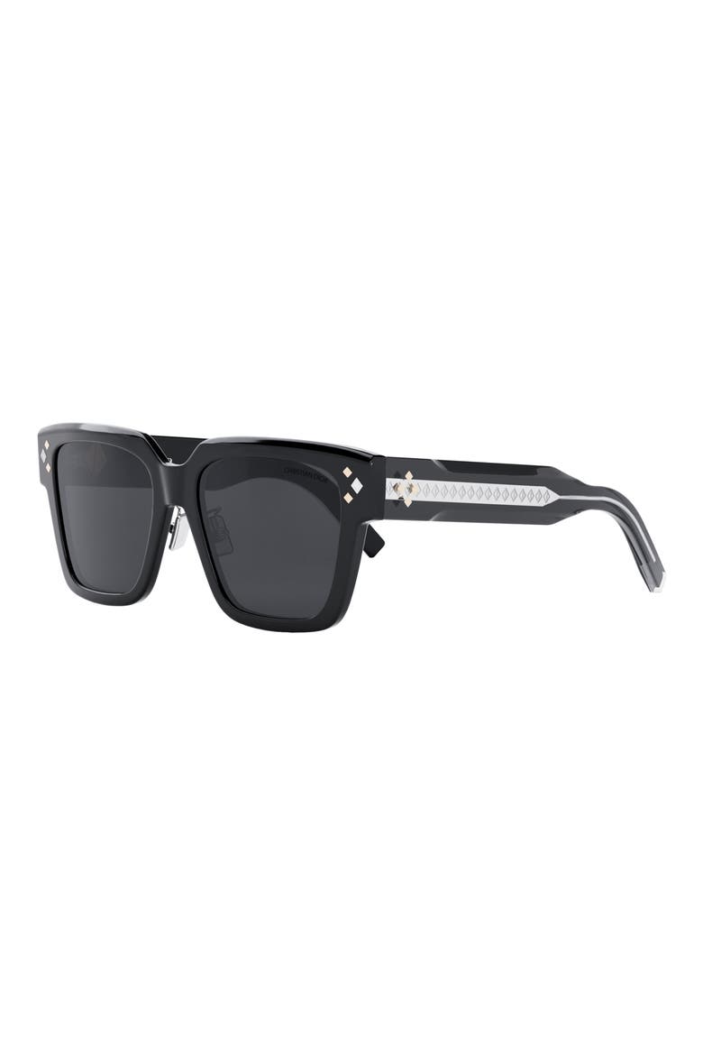 CD Diamond S3F 55mm Square Sunglasses, Alternate, color, SHINY BLACK / SMOKE