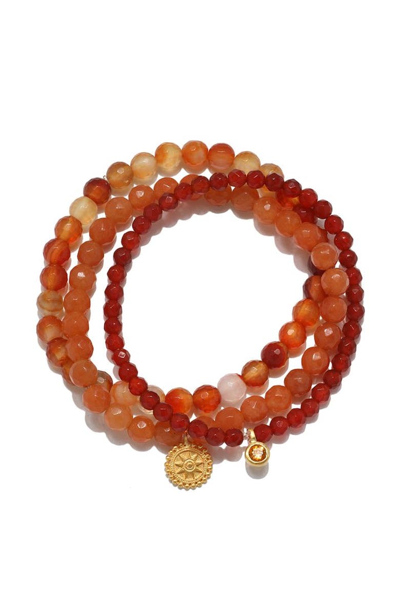 Manifest Protection Gemstone Bracelet Set, Main, color, Orange