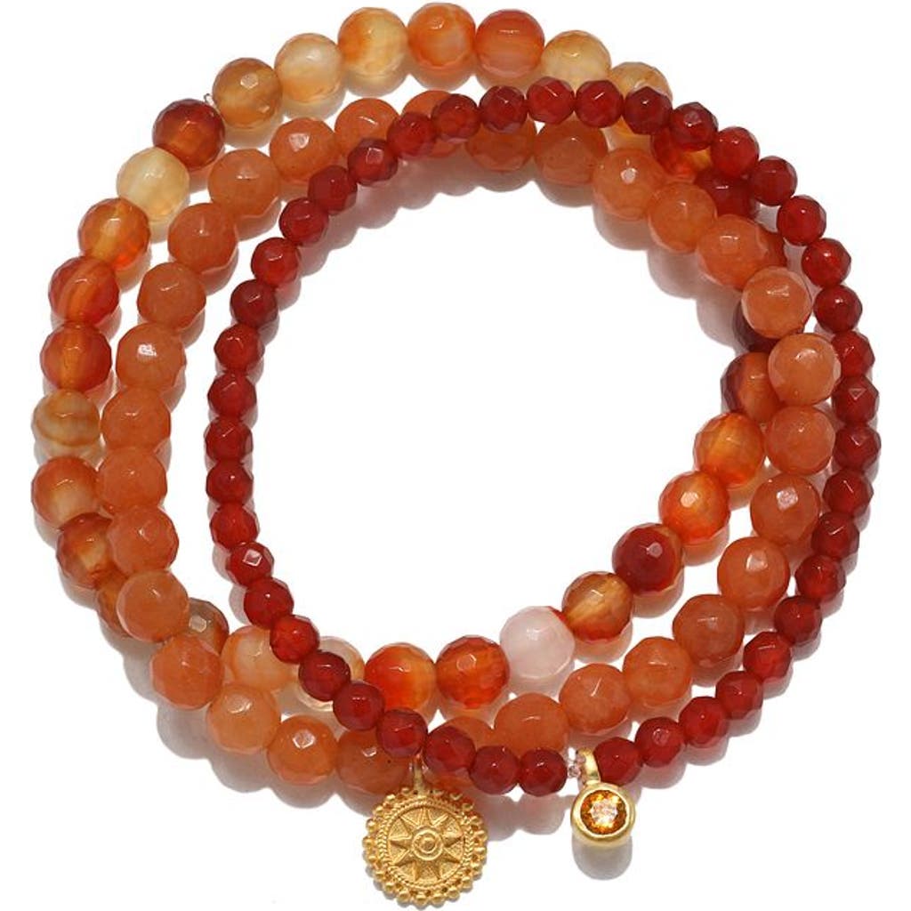 Satya Jewelry Manifest Protection Gemstone Bracelet Set In Brown