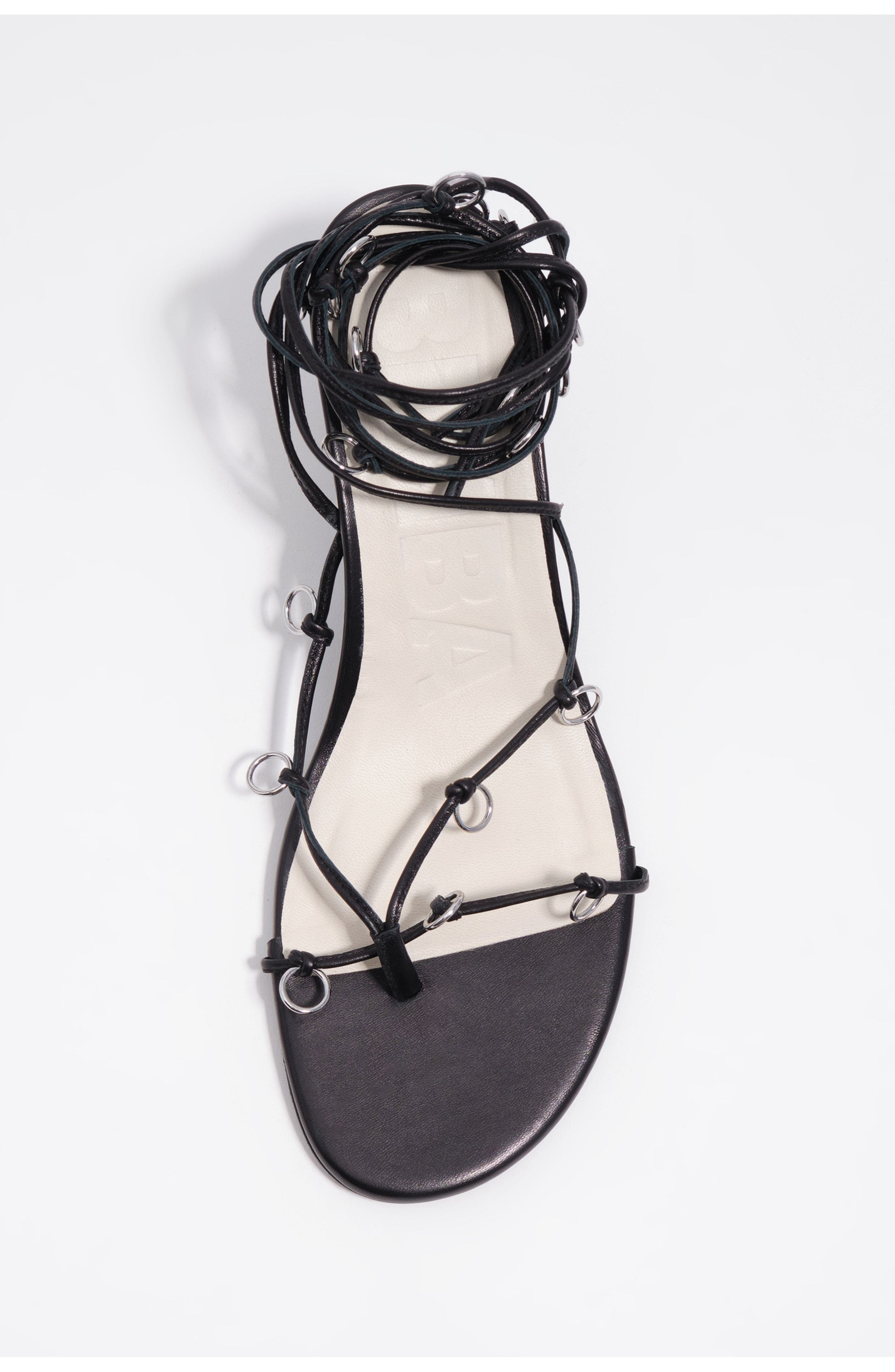 Bimba y Lola Leather Heeled Sandal With Piercings, Alternate, color, Black