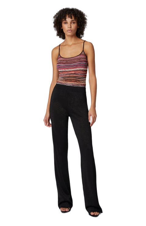 Straight Trousers In Lamé Viscose