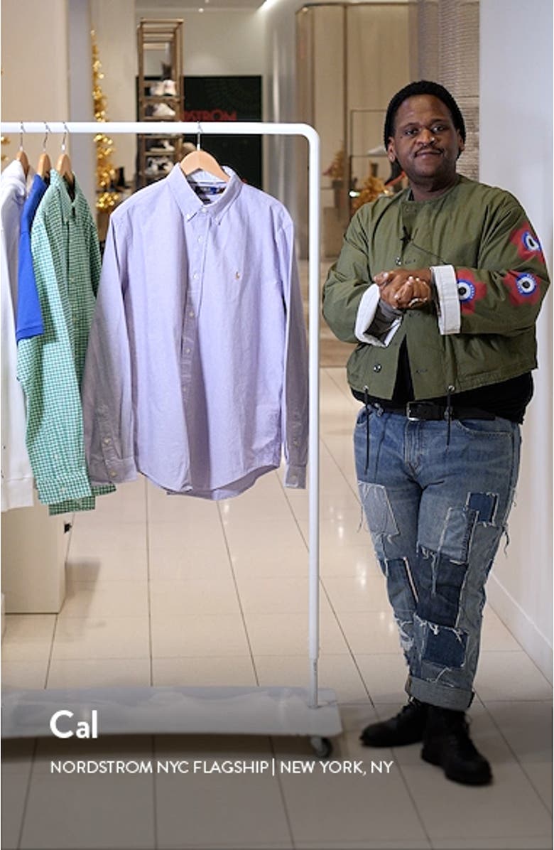 Contrast Trim Cotton Oxford Button–Down Shirt, sales video thumbnail