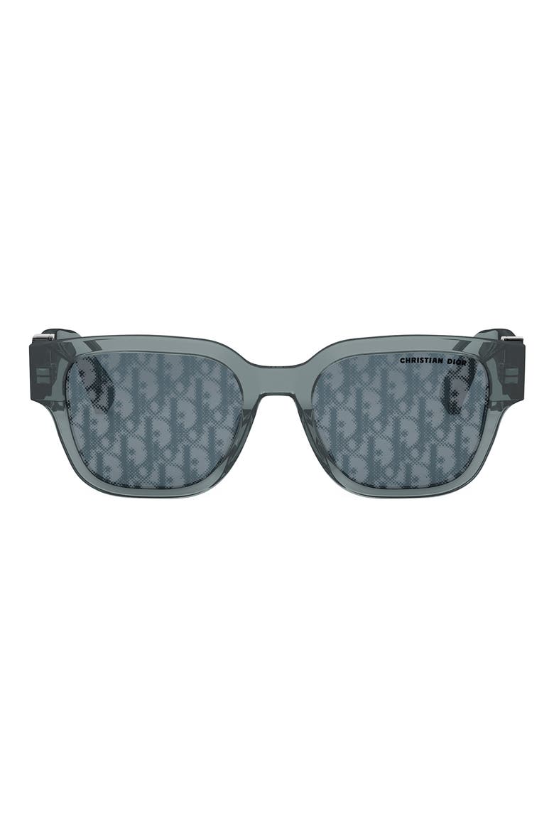 'DiorOblique S1I 53mm Square Sunglasses, Main, color, SHINY BLUE / BLU MIRROR