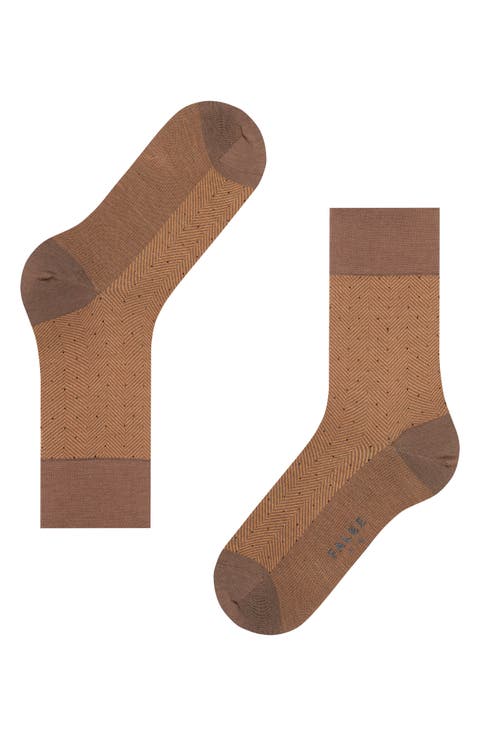 Sensitive Herringbone Wool Blend Socks