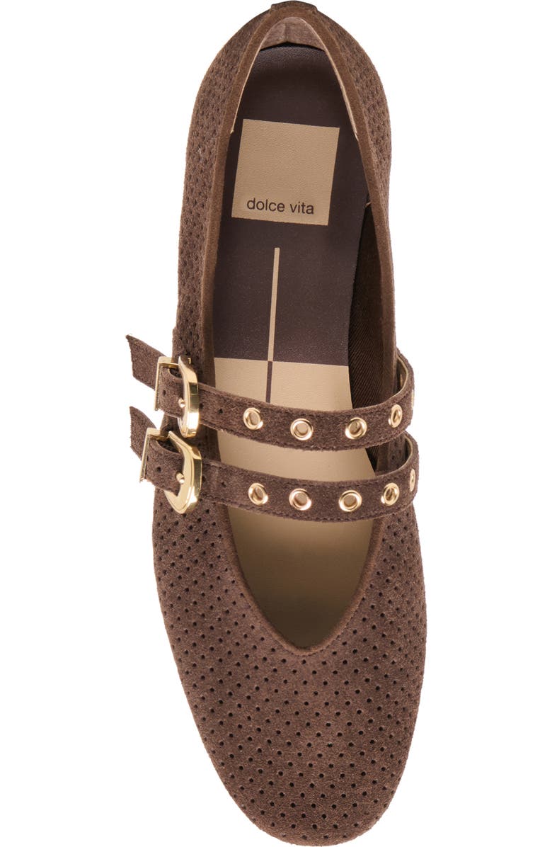 Dolce Vita Baylee Grommet Mary Jane Flat, Alternate, color, Dark Brown Perforated