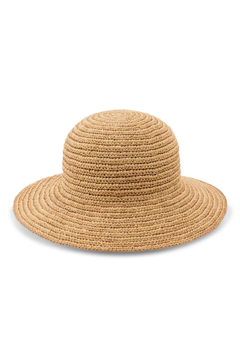 Evadine Packable Raffia Sun Hat, Alternate, color, NATURAL/ NOUGAT