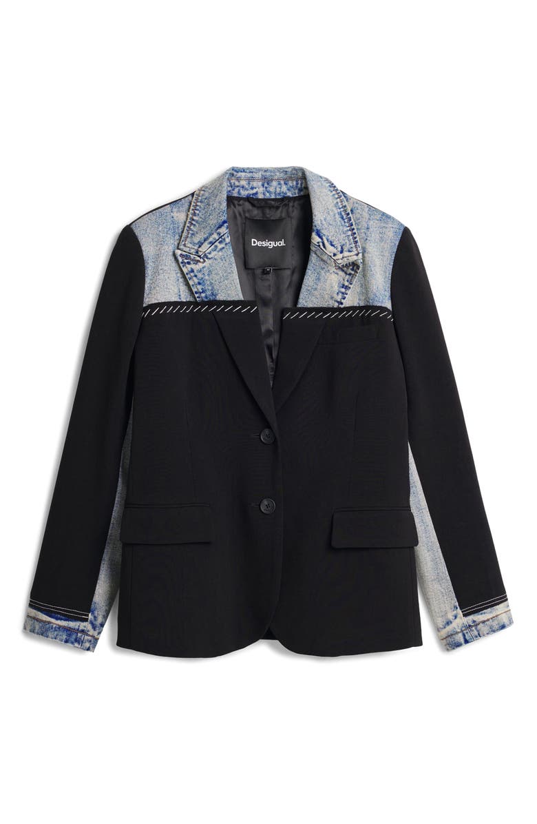 Desigual Denim Trim Blazer, Alternate, color, Dark Blue