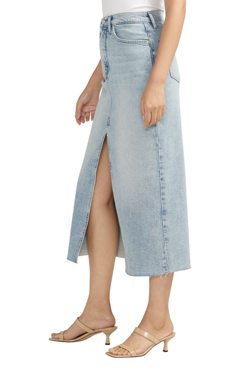 Silver Jeans Co. Front Slit Denim Midi Skirt, Alternate, color,