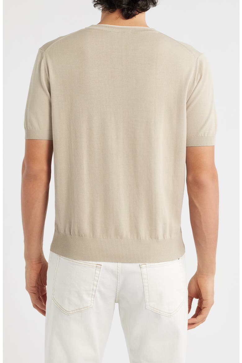 Short Sleeve Cotton Crewneck Sweater, Alternate, color, BEIGE