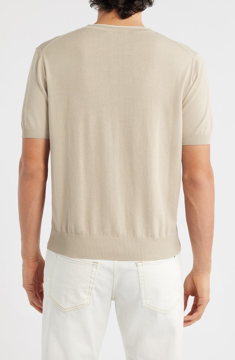 Canali Short Sleeve Cotton Crewneck Sweater, Alternate, color, Beige
