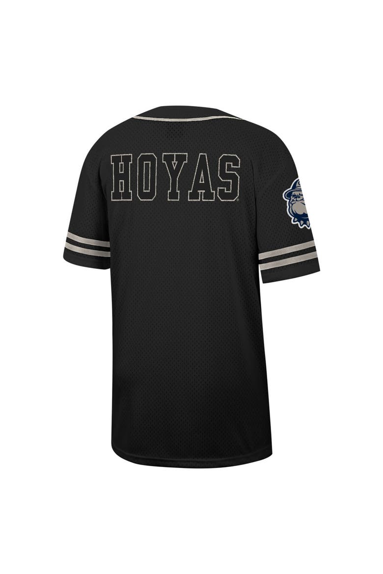 Men's Colosseum Black Georgetown Hoyas Free Spirited Mesh Button-Up Baseball Jersey, Alternate, color, Black
