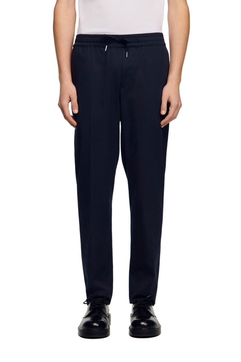 Elasticated straight-leg trousers, Main, color, Midnight blue