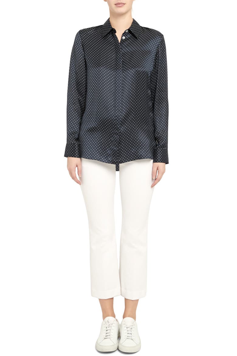 Dot Button-Up Shirt, Alternate, color, NAVY MULTI