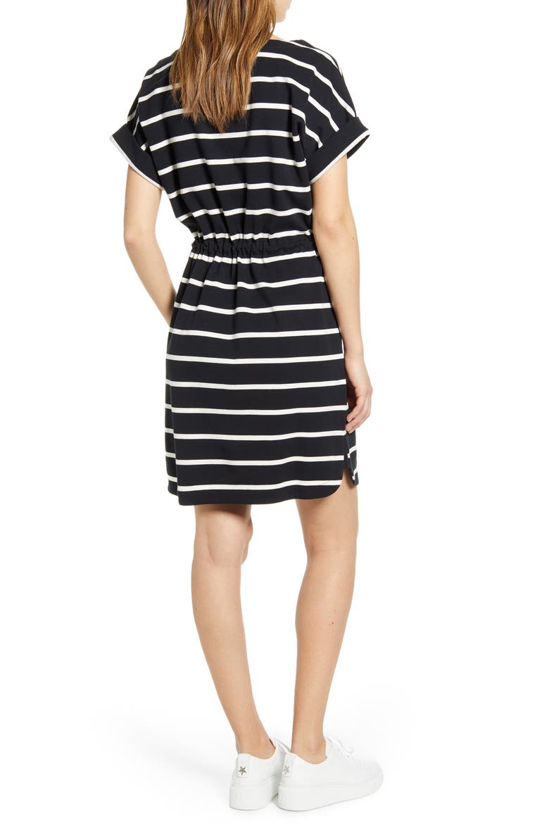 Sombra Stripe Tie Waist Dress, Alternate, color, BLACK
